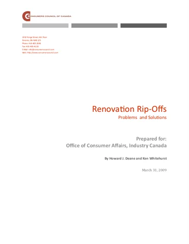 Renovation Rip-Offs: Problems and Solutions [PDF]