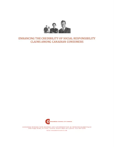 Enhancing the Credibility of Social Responsibility Claims Among Canadian Consumers [PDF]