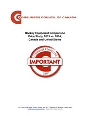 Hockey Equipment Comparison Price Study, 2013 vs. 2014, Canada and United States [EPUB]