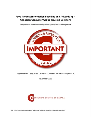 Report of the Consumer Group Panel on Food Information, Labelling and Advertising [EPUB]
