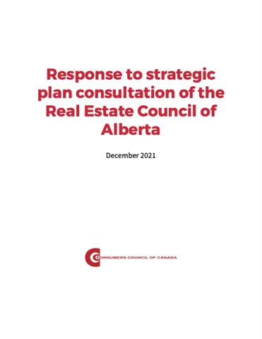 Response to strategic plan consultation of the Real Estate Council of Alberta - PDF
