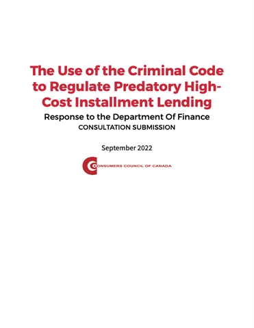 The Use of the Criminal Code to Regulate Predatory High-Cost Installment Lending - PDF